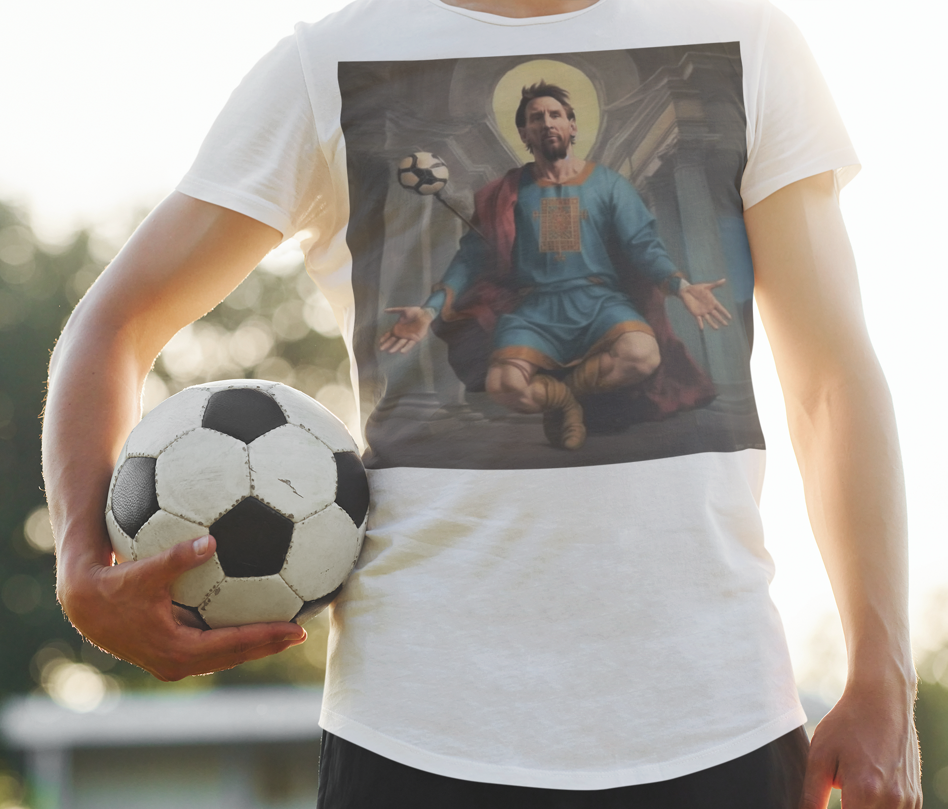 God of Soccer Shirt Michelangelo Art - Funny Sports T-Shirt - Unisex Ultra Cotton Footballer Shirt - Patron Saint of Football Artistic Top - Renaissance Sports Fan Gift