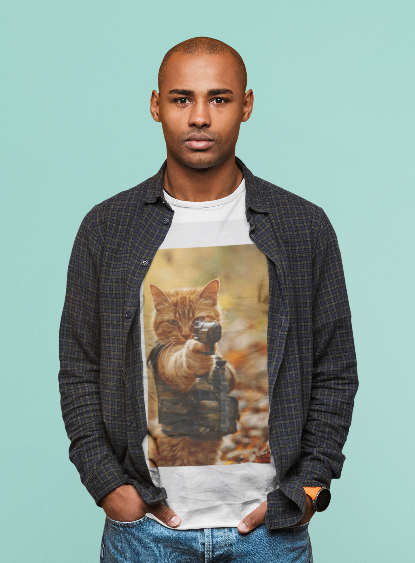 This shirt captures the essence of mystery and cunning with a playful twist, featuring a bold graphic of a cat styled as a professional hitman. Designed for those who appreciate a bit of humor with their fashion, this oversized tee combines ultimate comfort with a striking design, making it a standout piece in any casual wardrobe.