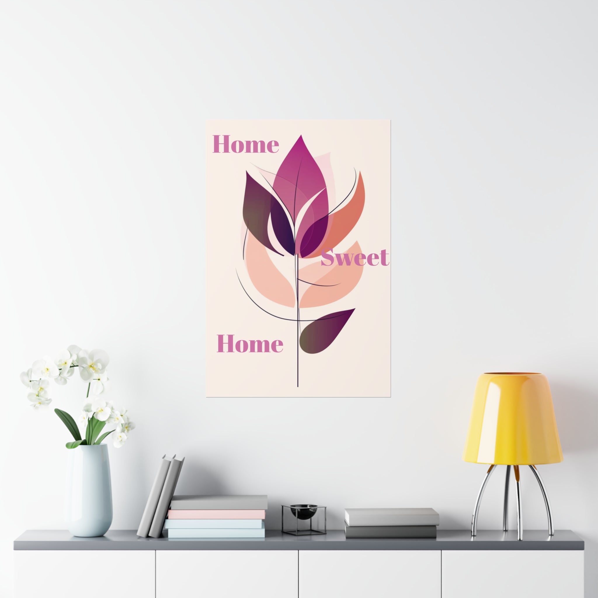 Home Sweet Home poster, abstract floral rose art, premium matte print, vertical wall decor, unique home gift" vertical, stylish home gift"