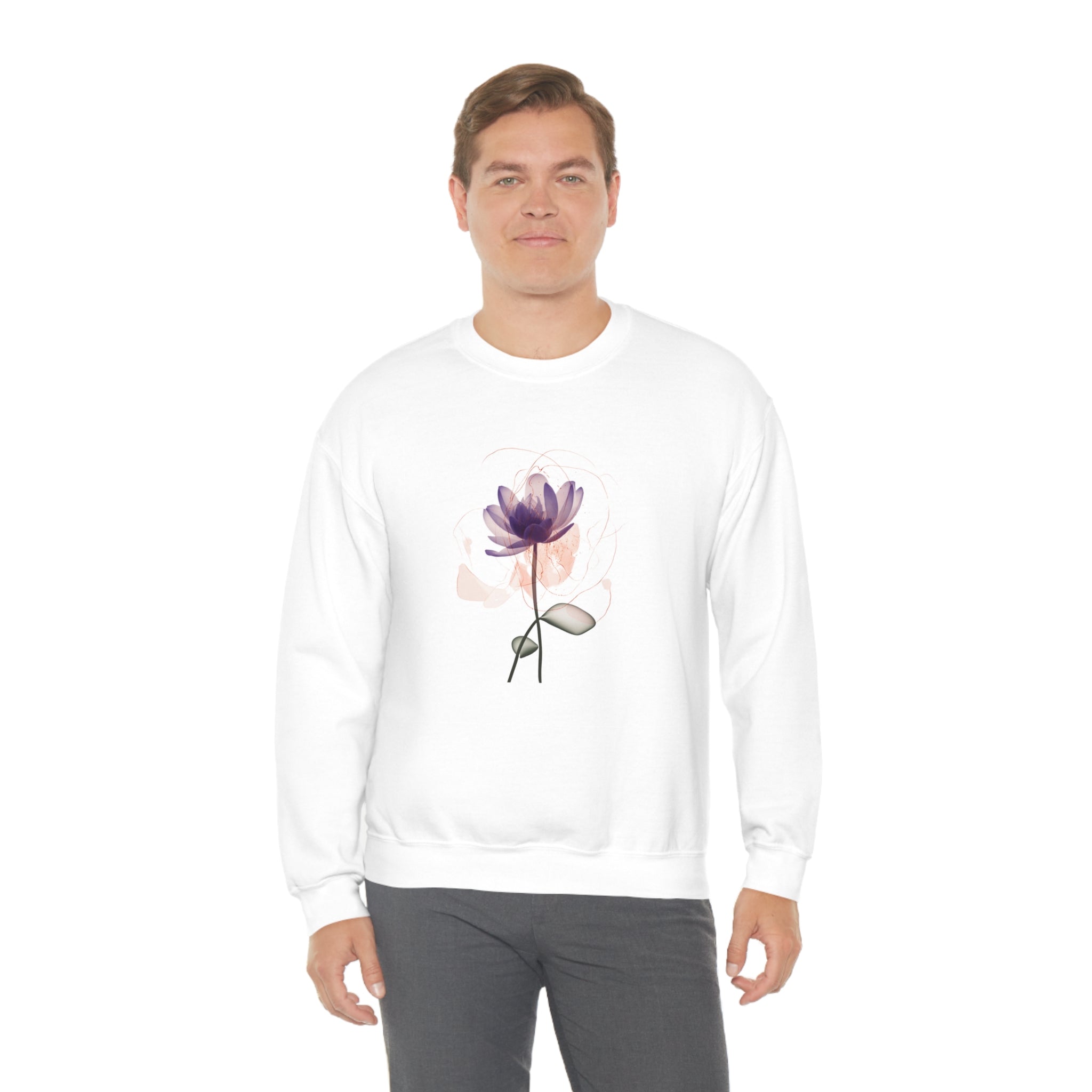 Unisex Crewneck Sweatshirt Heavy Blend Fabric Rose Whisper Design Abstract Rose Artwork Comfortable Everyday Wear Unique Floral Fashion