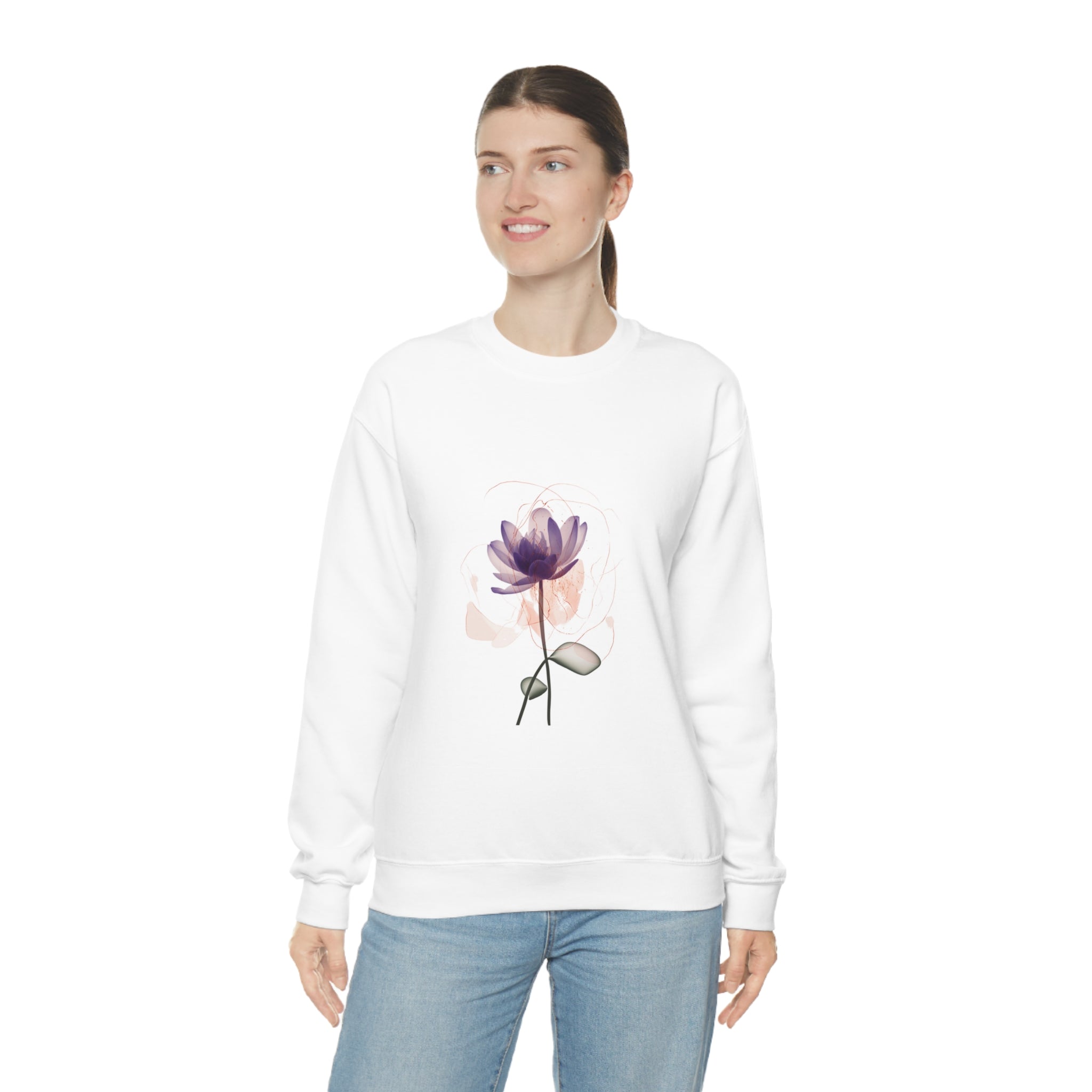 Unisex Crewneck Sweatshirt Heavy Blend Fabric Rose Whisper Design Abstract Rose Artwork Comfortable Everyday Wear Unique Floral Fashion