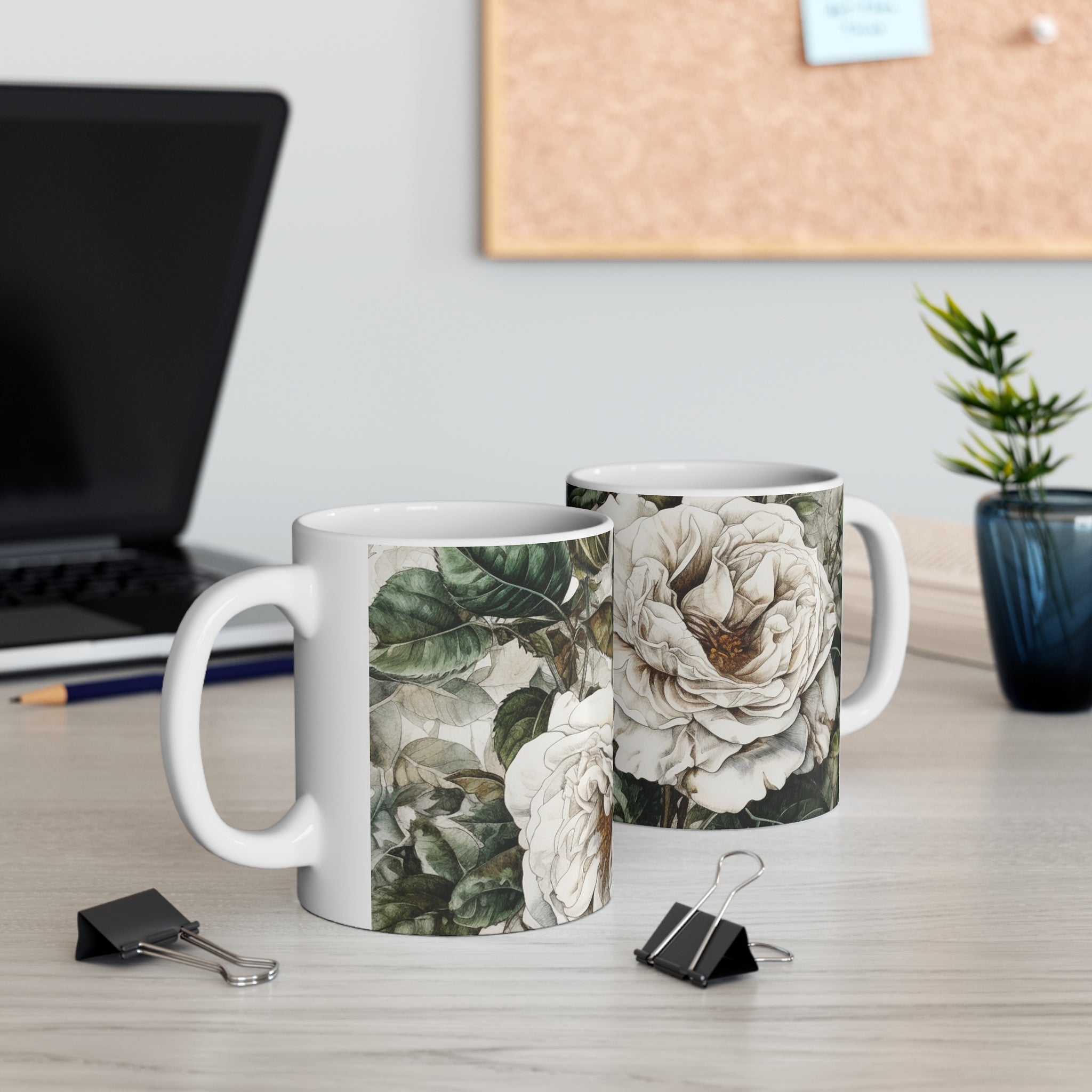 Ceramic Mug 11oz "Rose Cotton Bush"