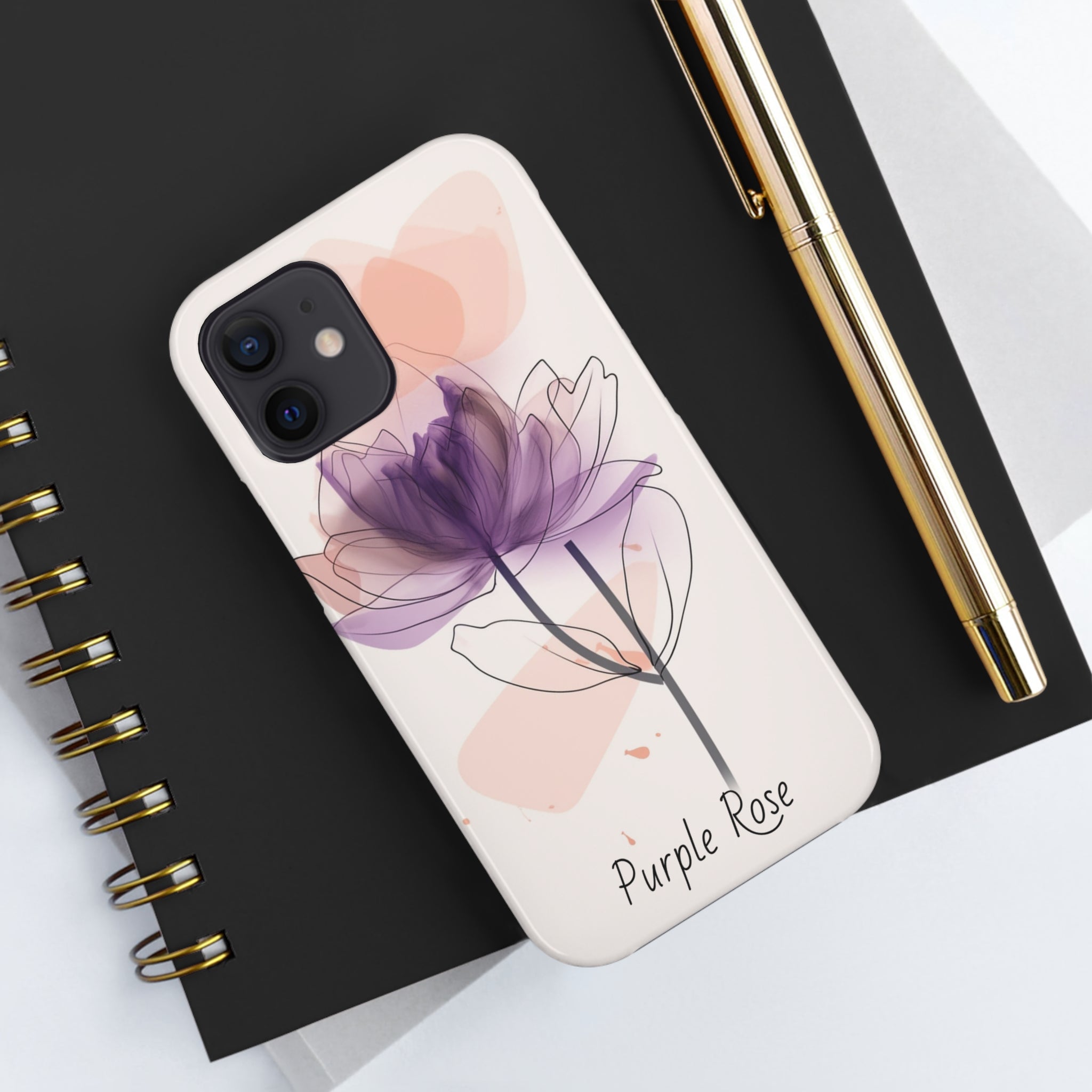 Purple Rose Tough Phone Cases Floral Design Protective Cover Durable Floral Protective Cover Shockproof