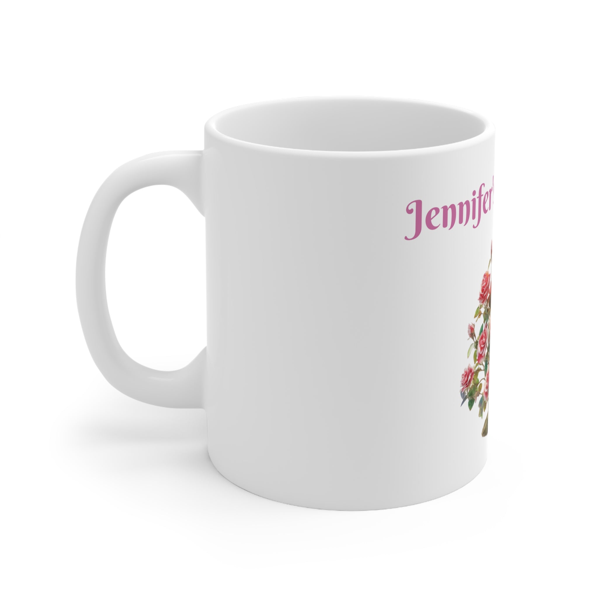 Jennifer's Rose Plant Ceramic Coffee Mug Handmade Unique Gift for Jennifer