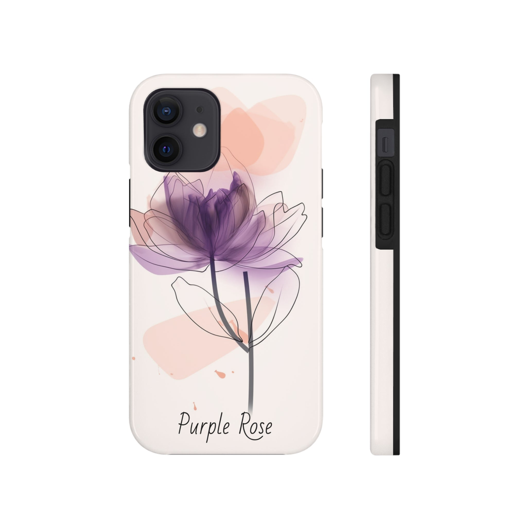 Purple Rose Tough Phone Cases Floral Design Protective Cover Durable Floral Protective Cover Shockproof