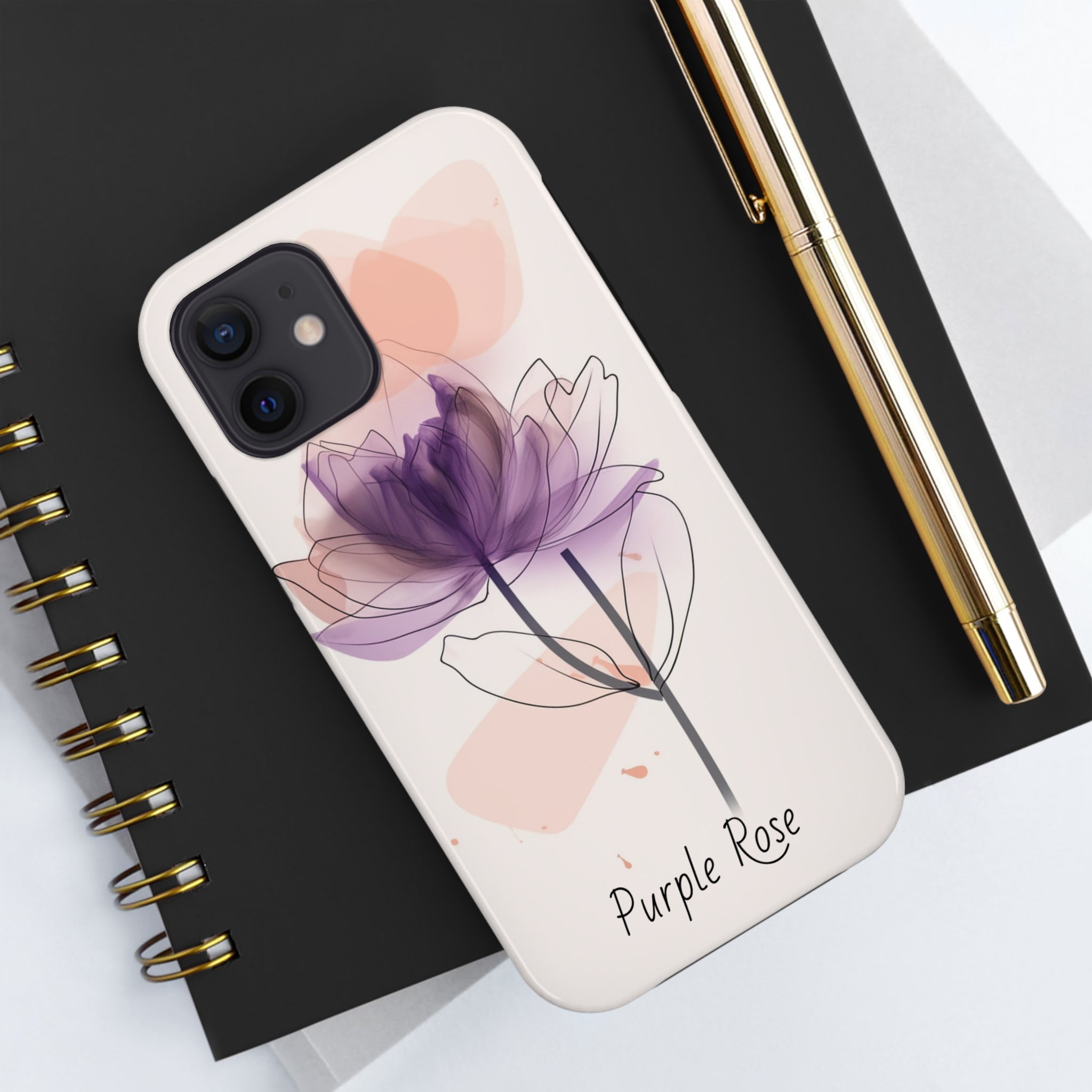 Purple Rose Tough Phone Cases Floral Design Protective Cover Durable Floral Protective Cover Shockproof