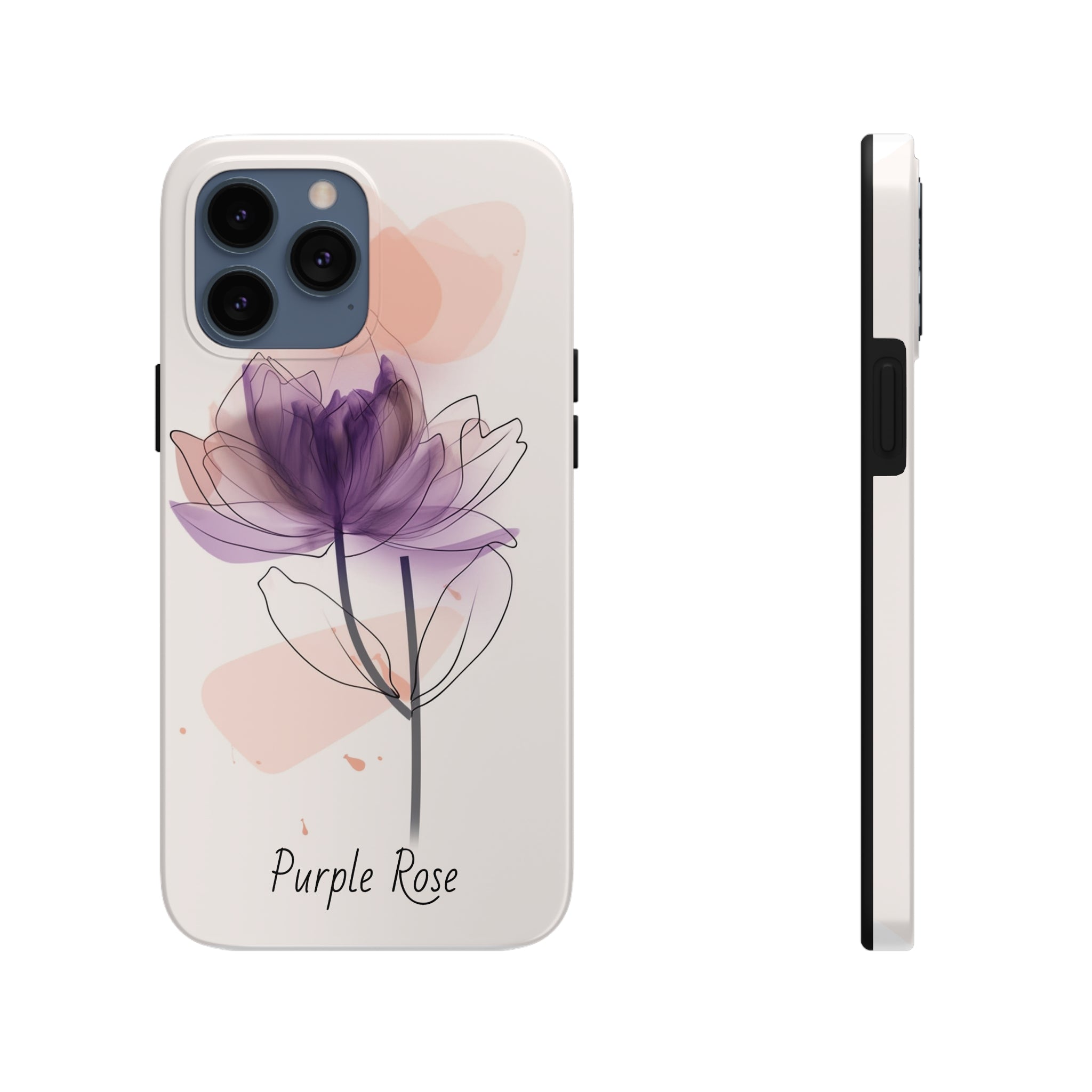 Purple Rose Tough Phone Cases Floral Design Protective Cover Durable Floral Protective Cover Shockproof