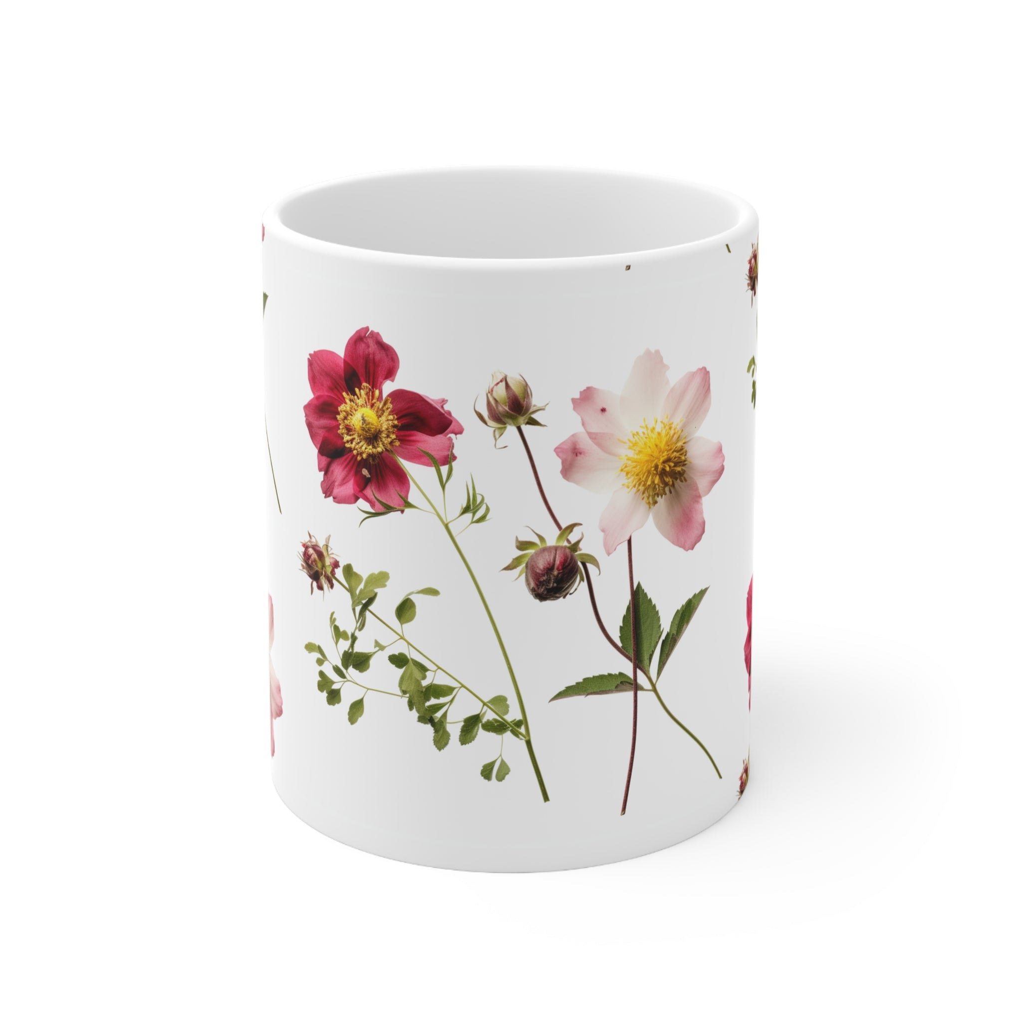 Ceramic Mug 11oz Floral Days Flower Design Coffee Cup Gift Floral Print "Cawfee" Mug Home Decor Flower Design Coffee Cup Collectible