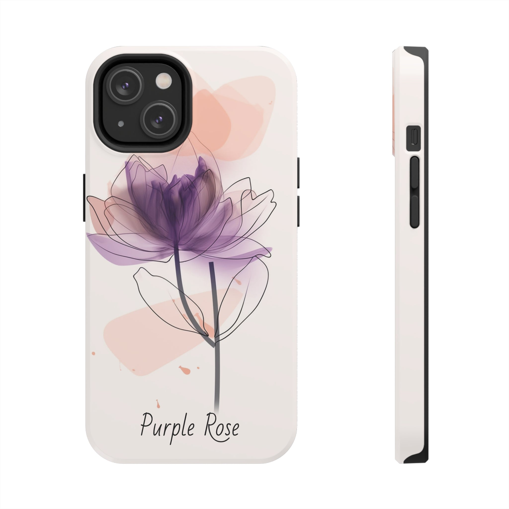 Purple Rose Tough Phone Cases Floral Design Protective Cover Durable Floral Protective Cover Shockproof