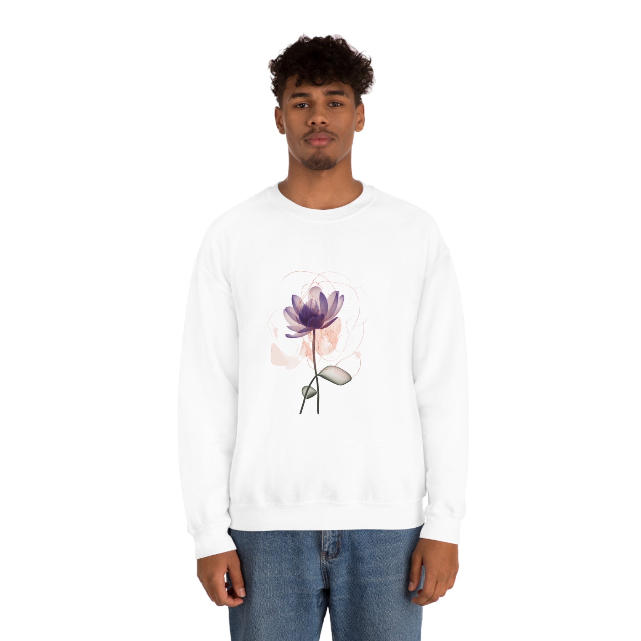 Unisex Crewneck Sweatshirt Heavy Blend Fabric Rose Whisper Design Abstract Rose Artwork Comfortable Everyday Wear Unique Floral Fashion