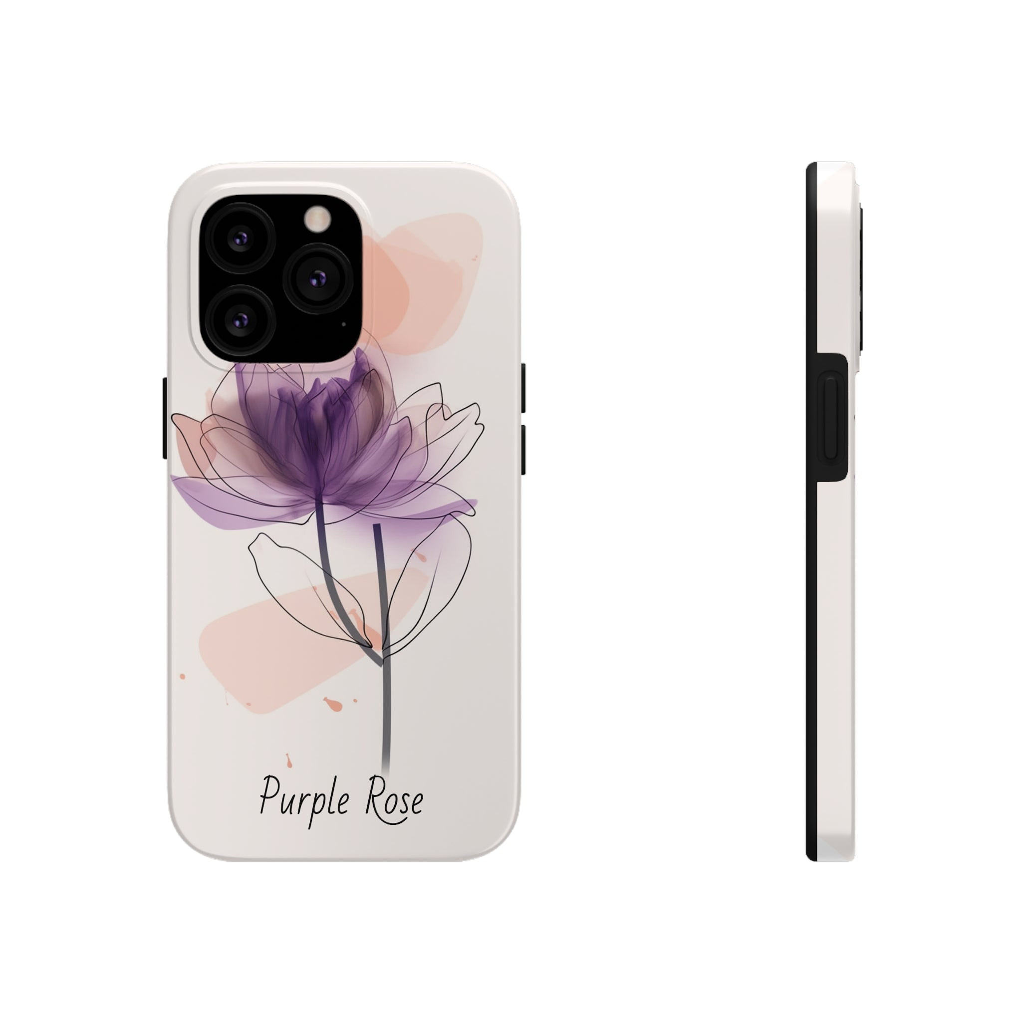 Purple Rose Tough Phone Cases Floral Design Protective Cover Durable Floral Protective Cover Shockproof