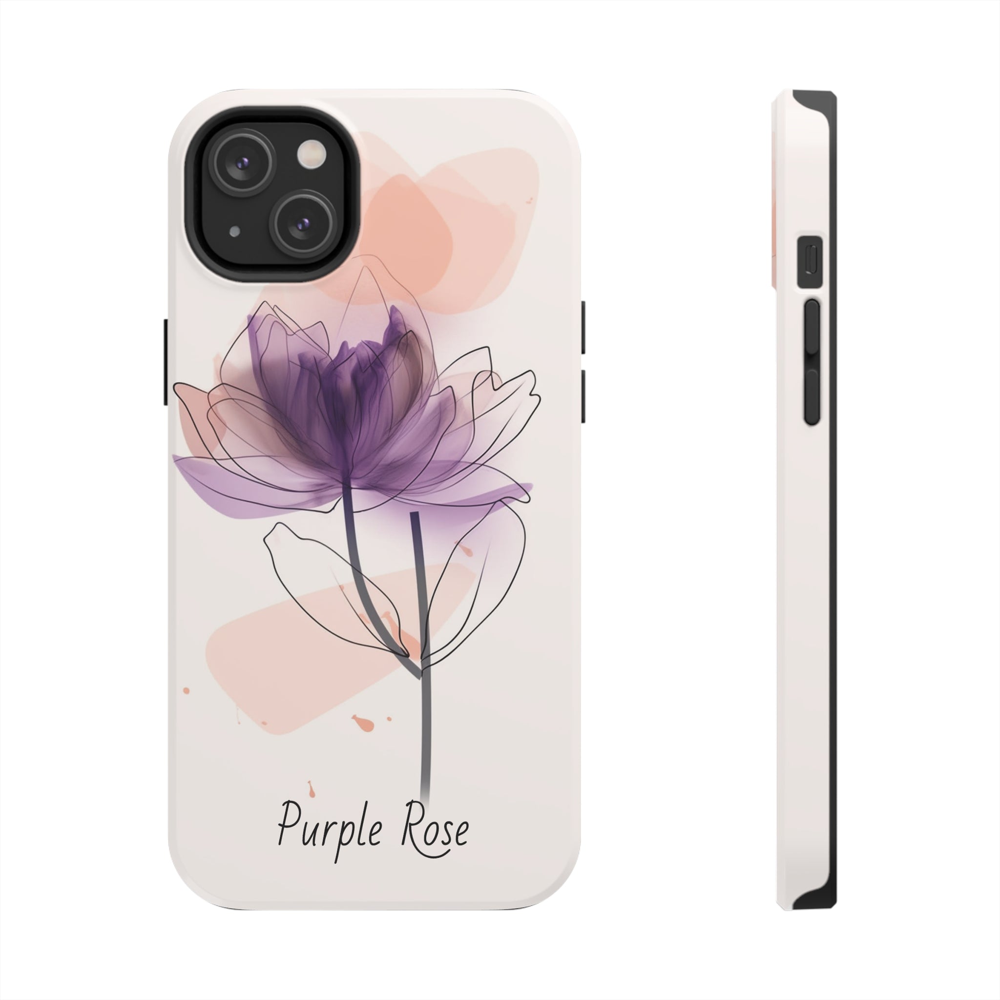 Purple Rose Tough Phone Cases Floral Design Protective Cover Durable Floral Protective Cover Shockproof