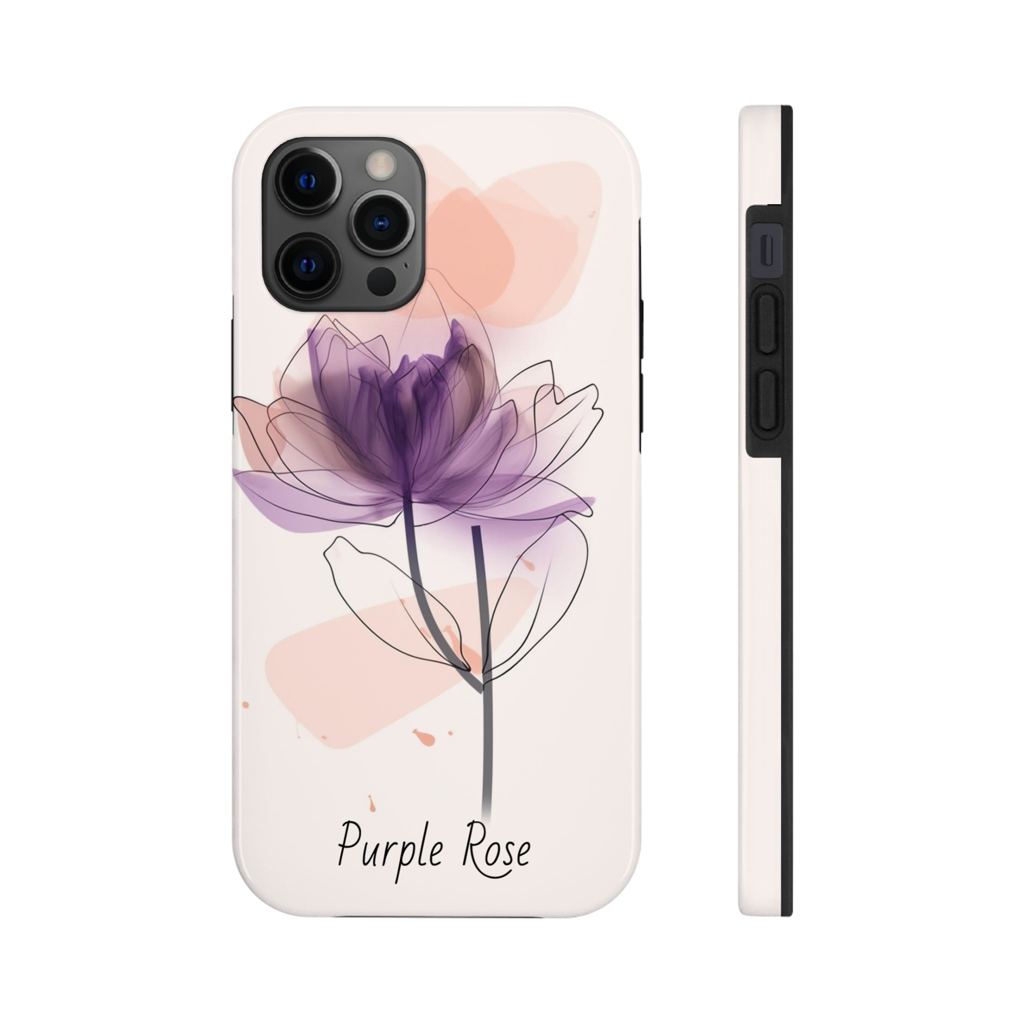 Purple Rose Tough Phone Cases Floral Design Protective Cover Durable Floral Protective Cover Shockproof