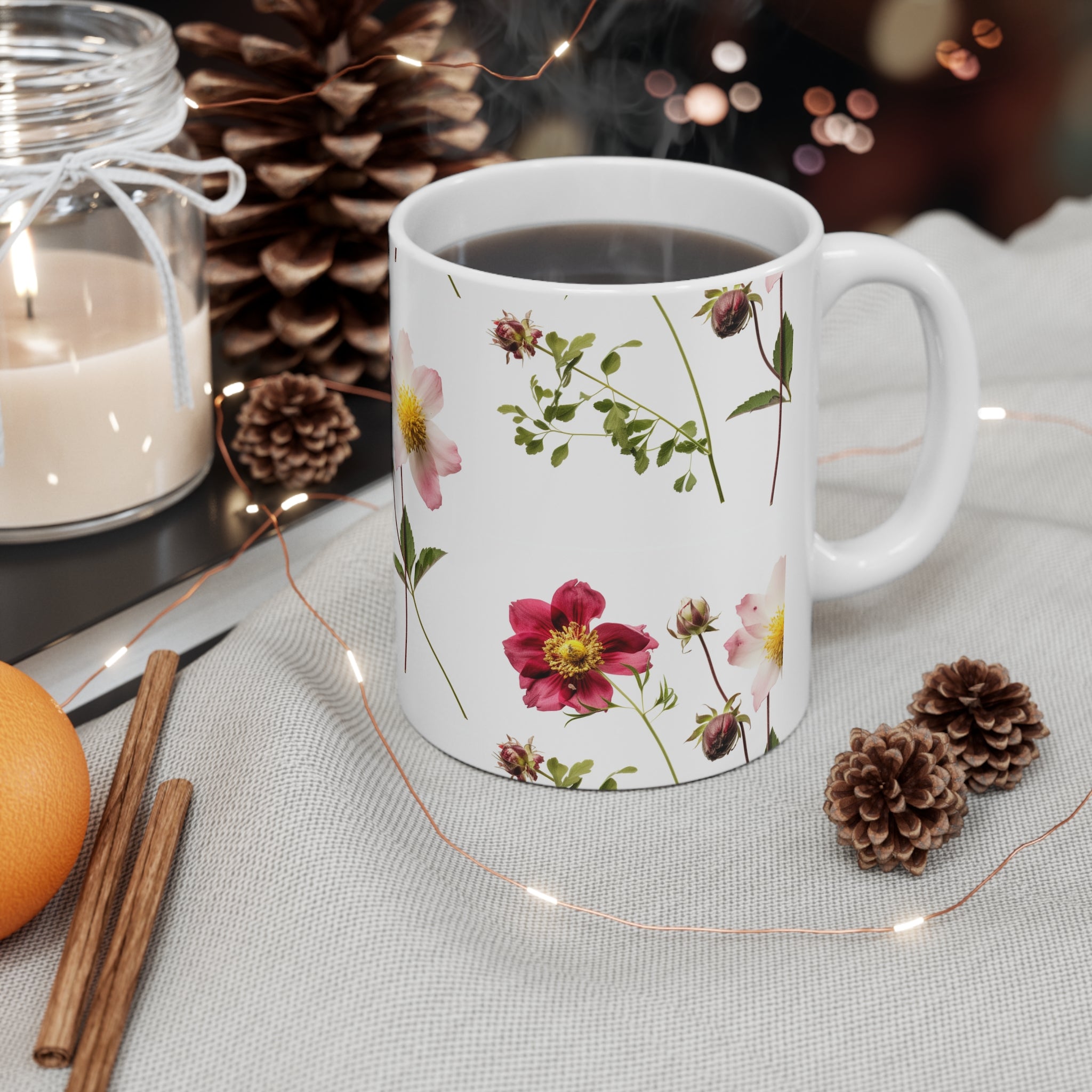 Ceramic Mug 11oz Spring Flowers Beautiful Floral Design Coffee Cup Nature Theme Floral Pattern Coffee Cup Nature-Inspired Gift