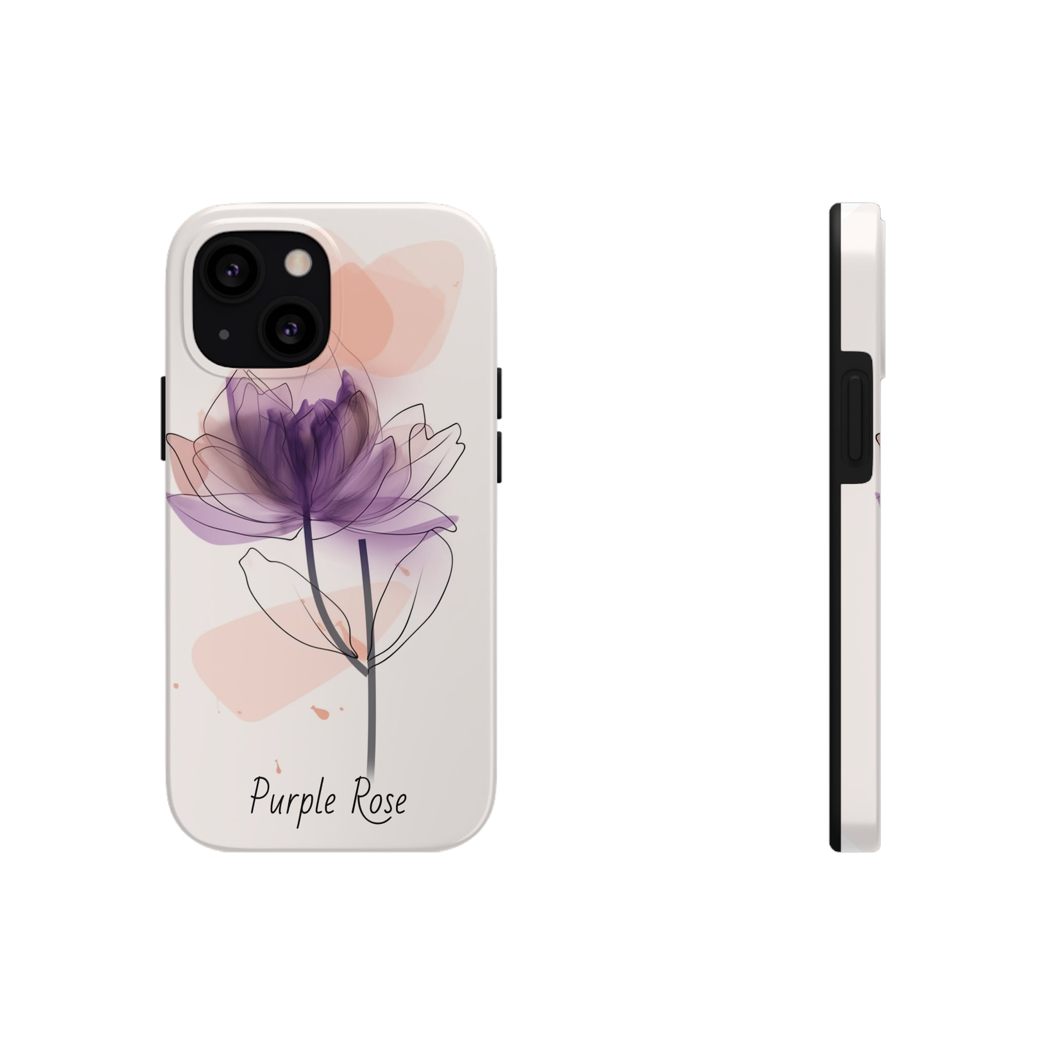 Purple Rose Tough Phone Cases Floral Design Protective Cover Durable Floral Protective Cover Shockproof