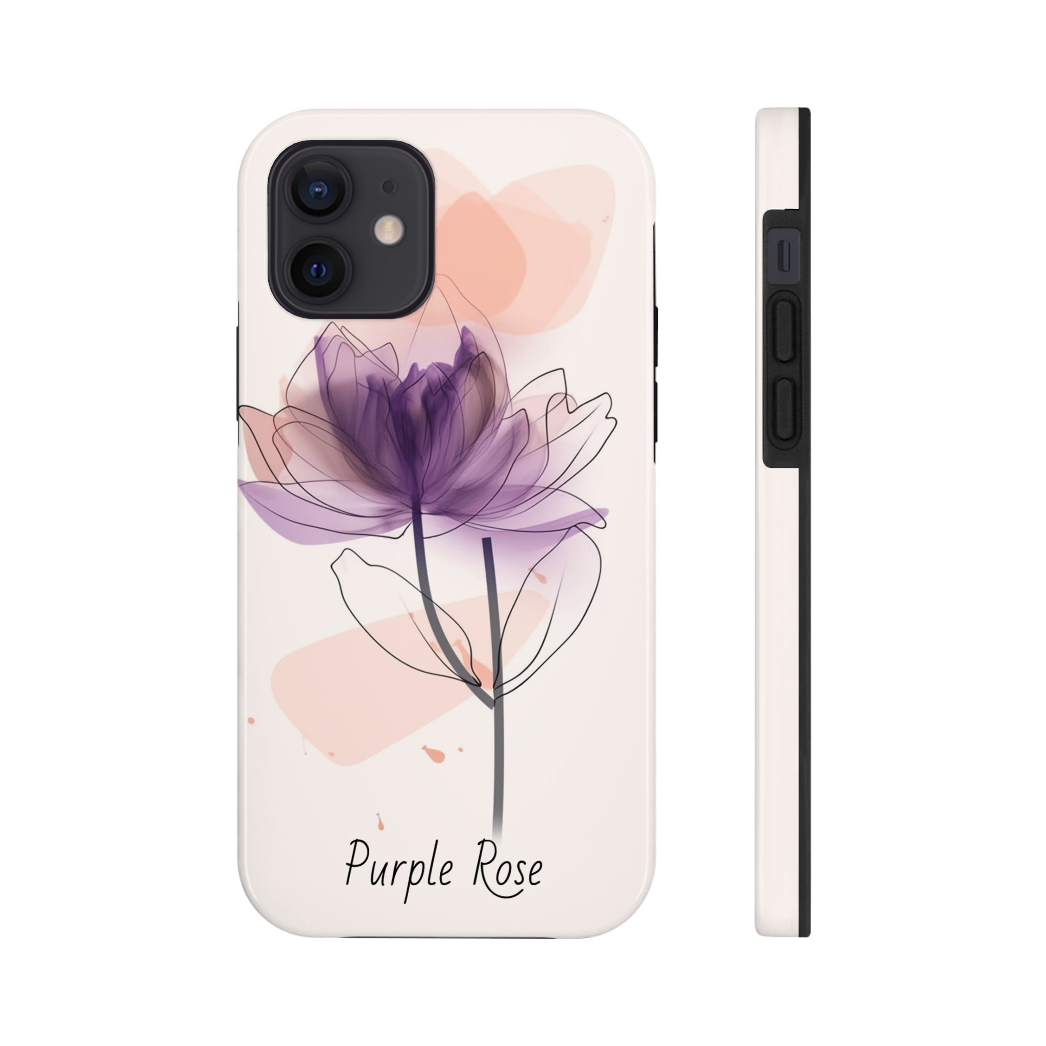 Purple Rose Tough Phone Cases Floral Design Protective Cover Durable Floral Protective Cover Shockproof