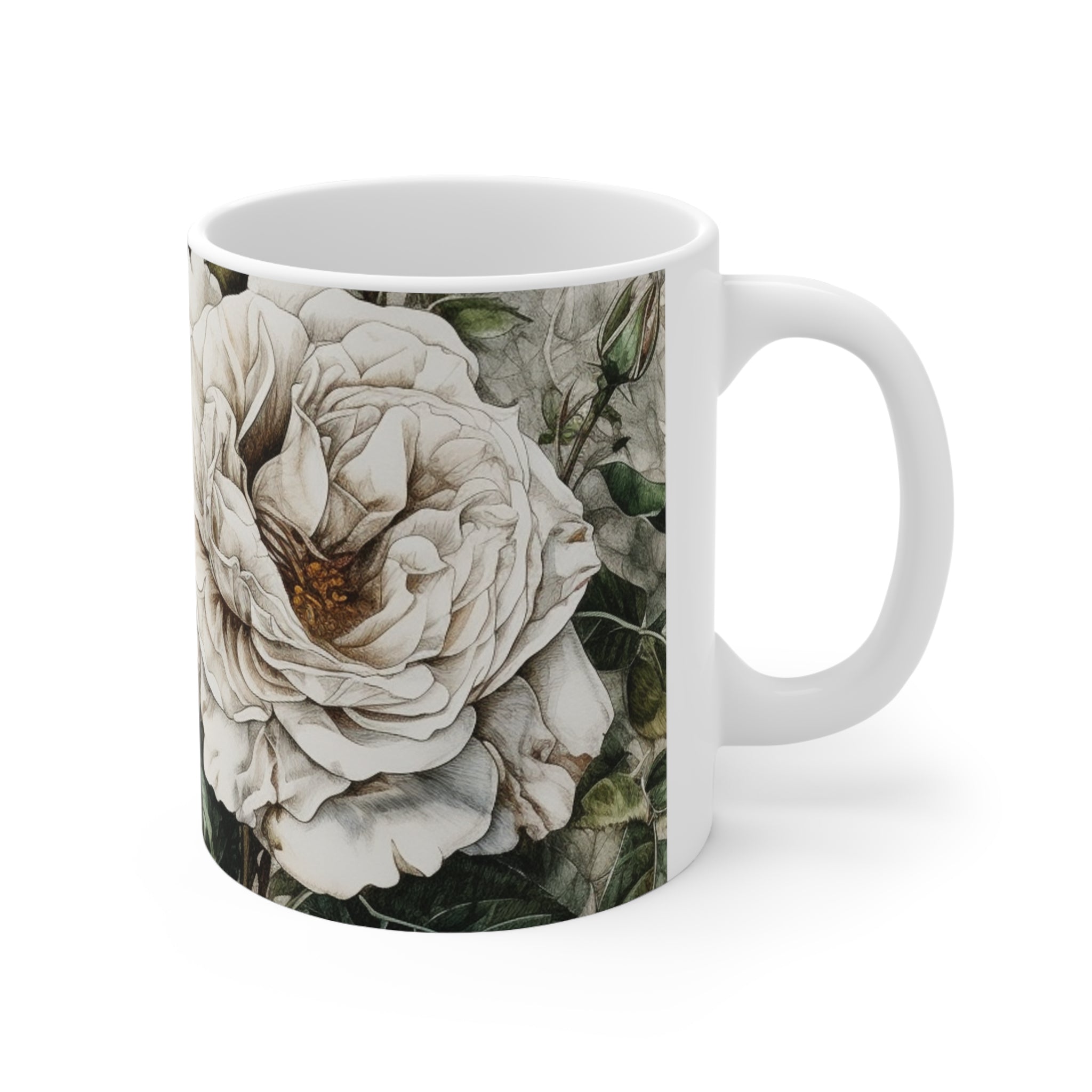 Ceramic Mug 11oz "Rose Cotton Bush"