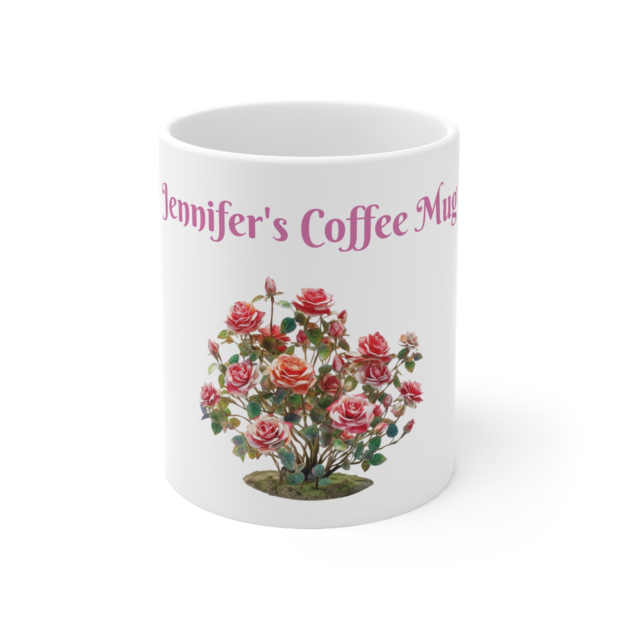 Jennifer's Rose Plant Ceramic Coffee Mug Handmade Unique Gift for Jennifer