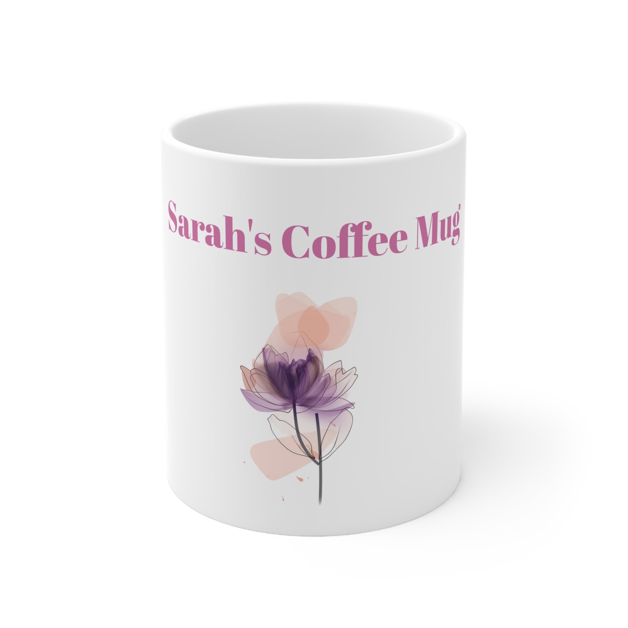 Sarah's Abstract floral, coffee mug, ceramic mug, flower design, handmade mug, unique gift for Sarah