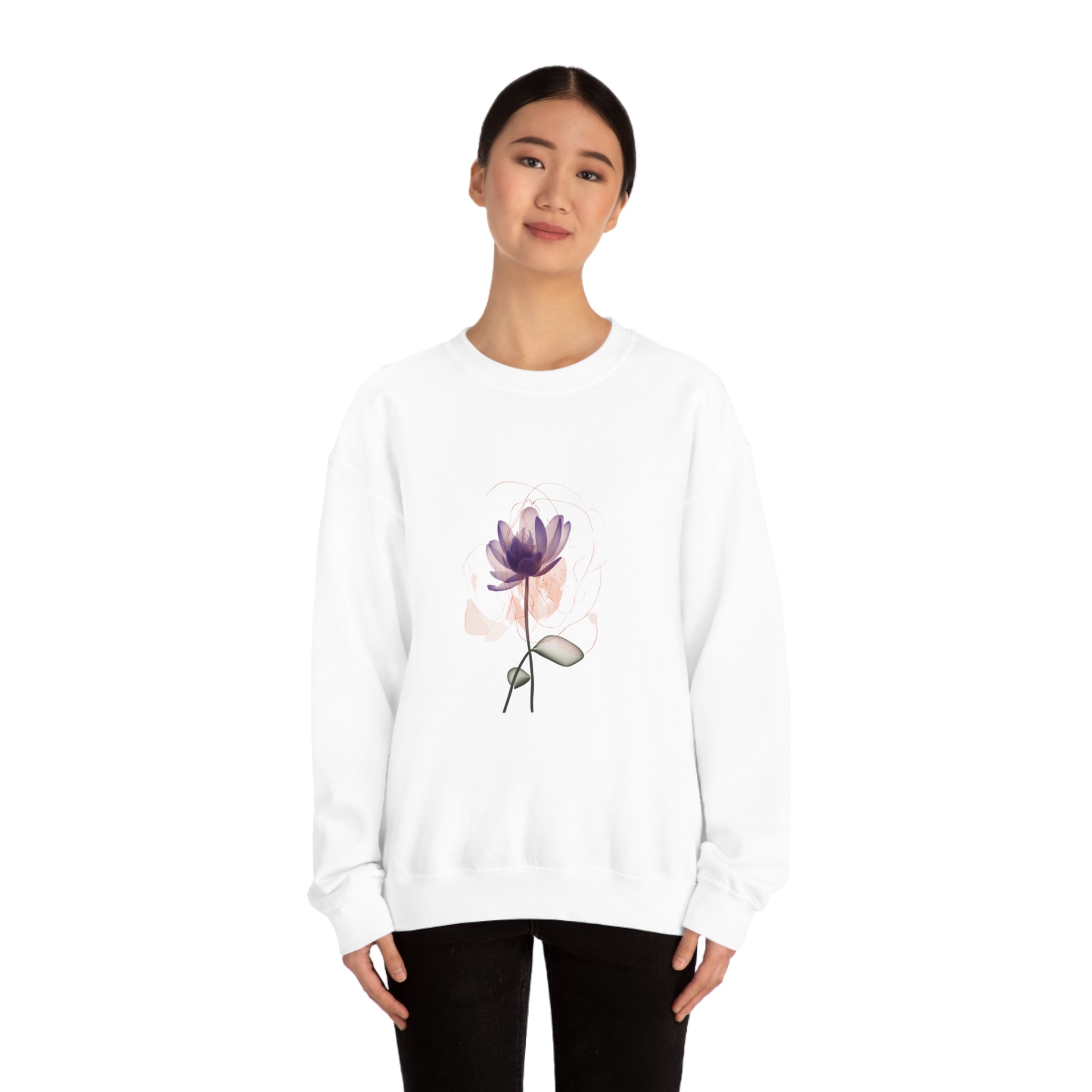 Unisex Crewneck Sweatshirt Heavy Blend Fabric Rose Whisper Design Abstract Rose Artwork Comfortable Everyday Wear Unique Floral Fashion