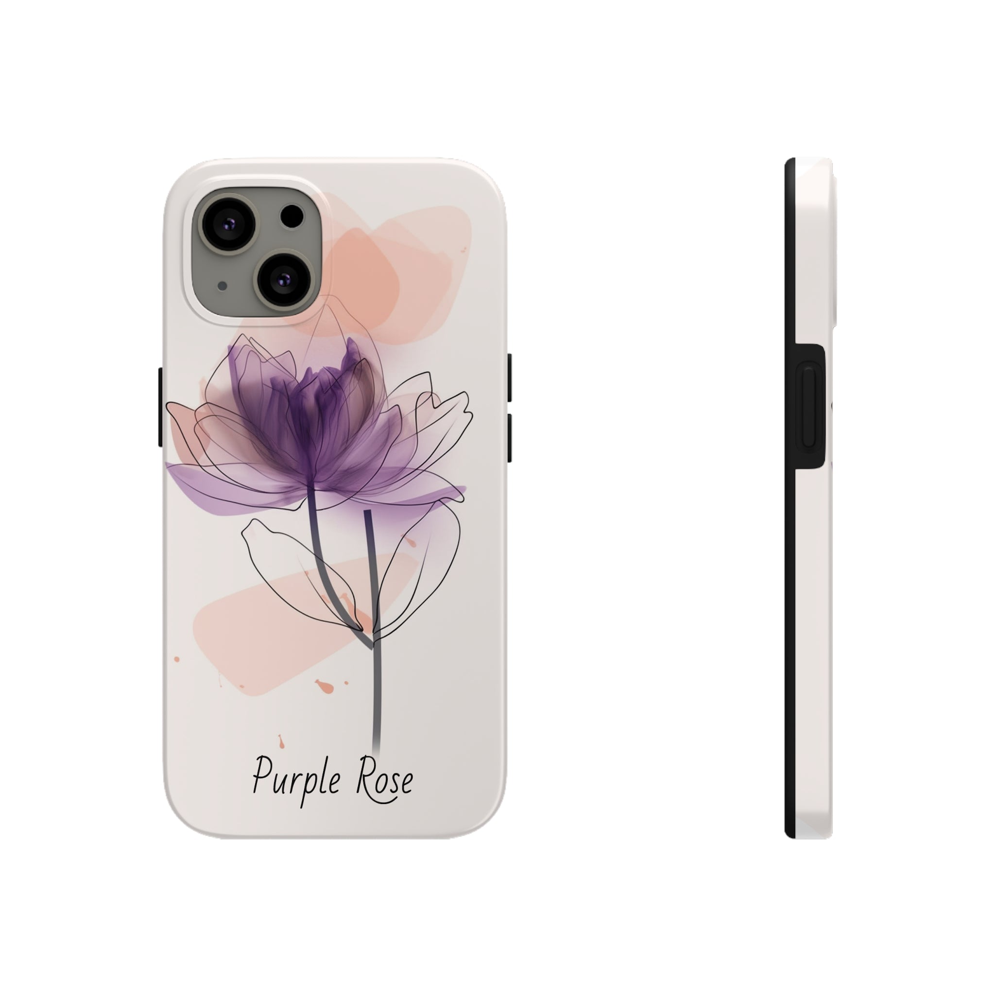 Purple Rose Tough Phone Cases Floral Design Protective Cover Durable Floral Protective Cover Shockproof