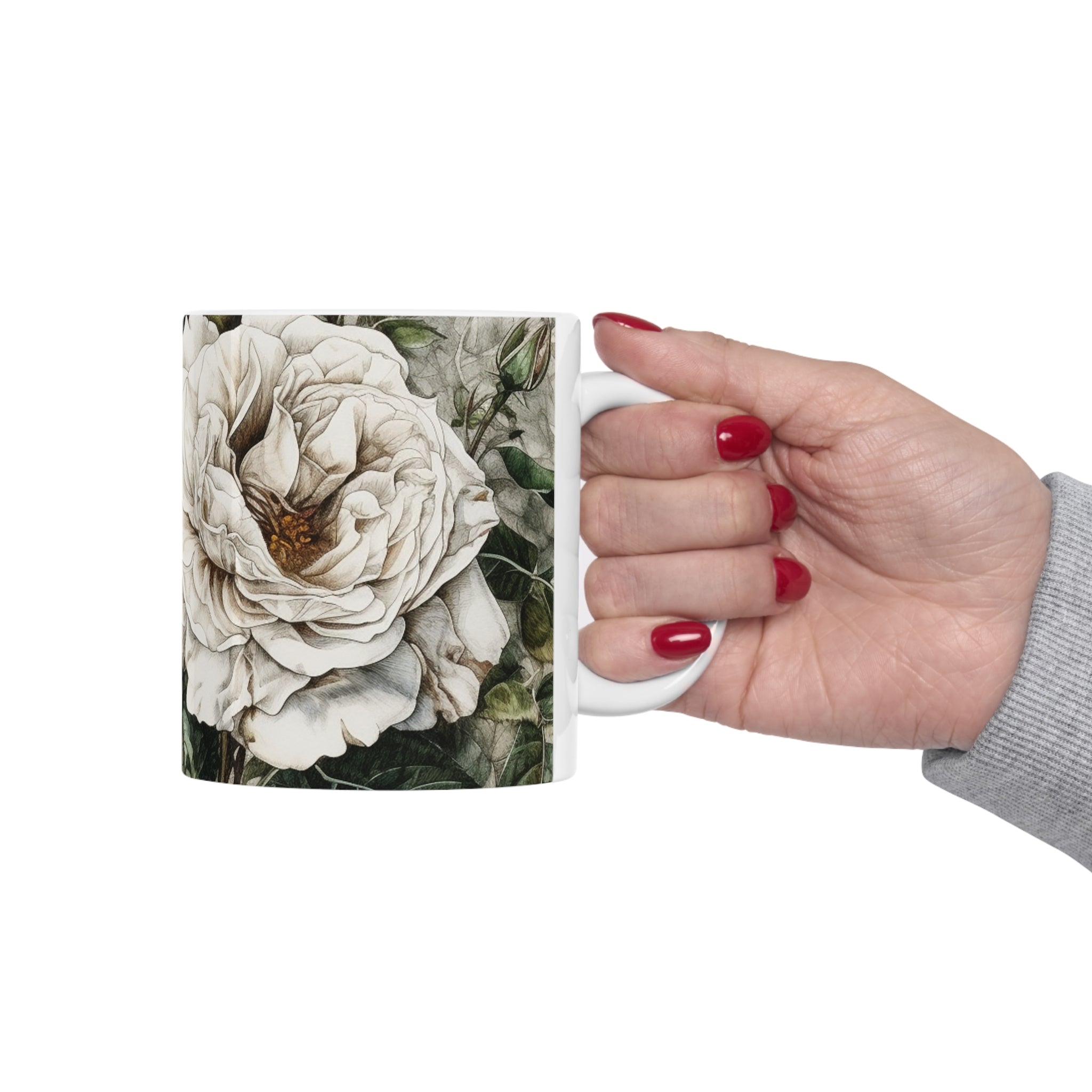 Ceramic Mug 11oz "Rose Cotton Bush"